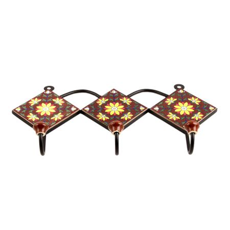 Brown Yellow Flower Tiles Hook